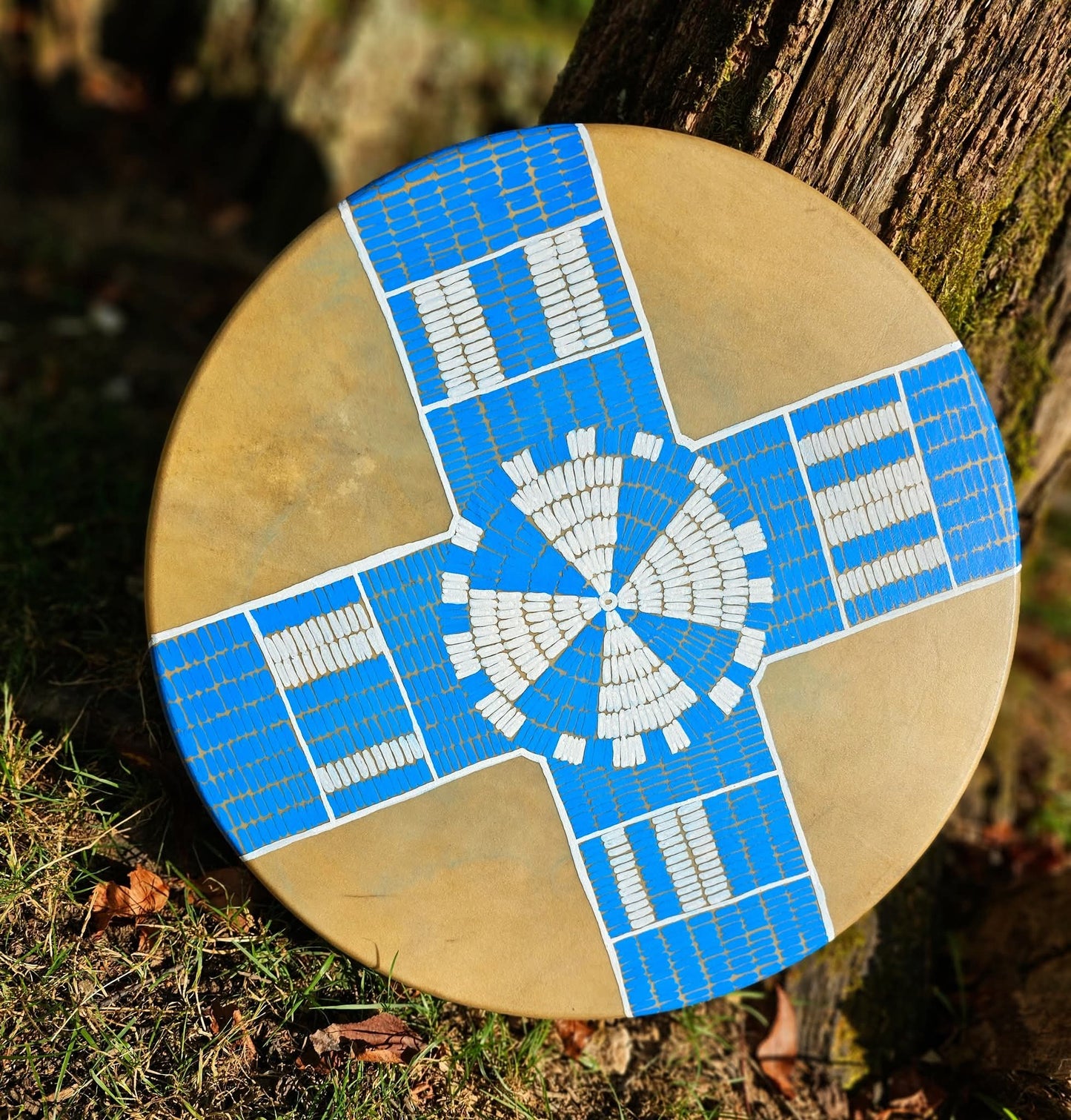 Blue Sky Song 15" Elk Hide Drum | Elk Rawhide Shaman Drum