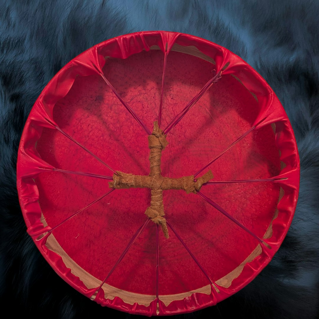 15" Hand Painted Red Deer Hide Triquetra Frame Drum | Rawhide Drum