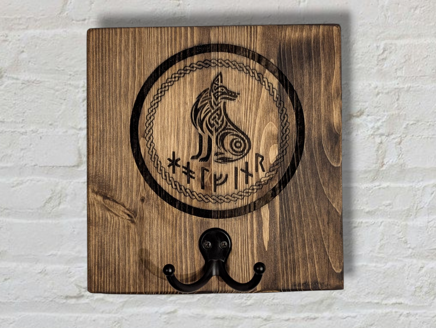 Loyal Friend in Runes Viking Dog Leash Holder | Futhark Viking Dog Art | Gift For Dog | Gift For Viking | Customizable Dog Leash Holder