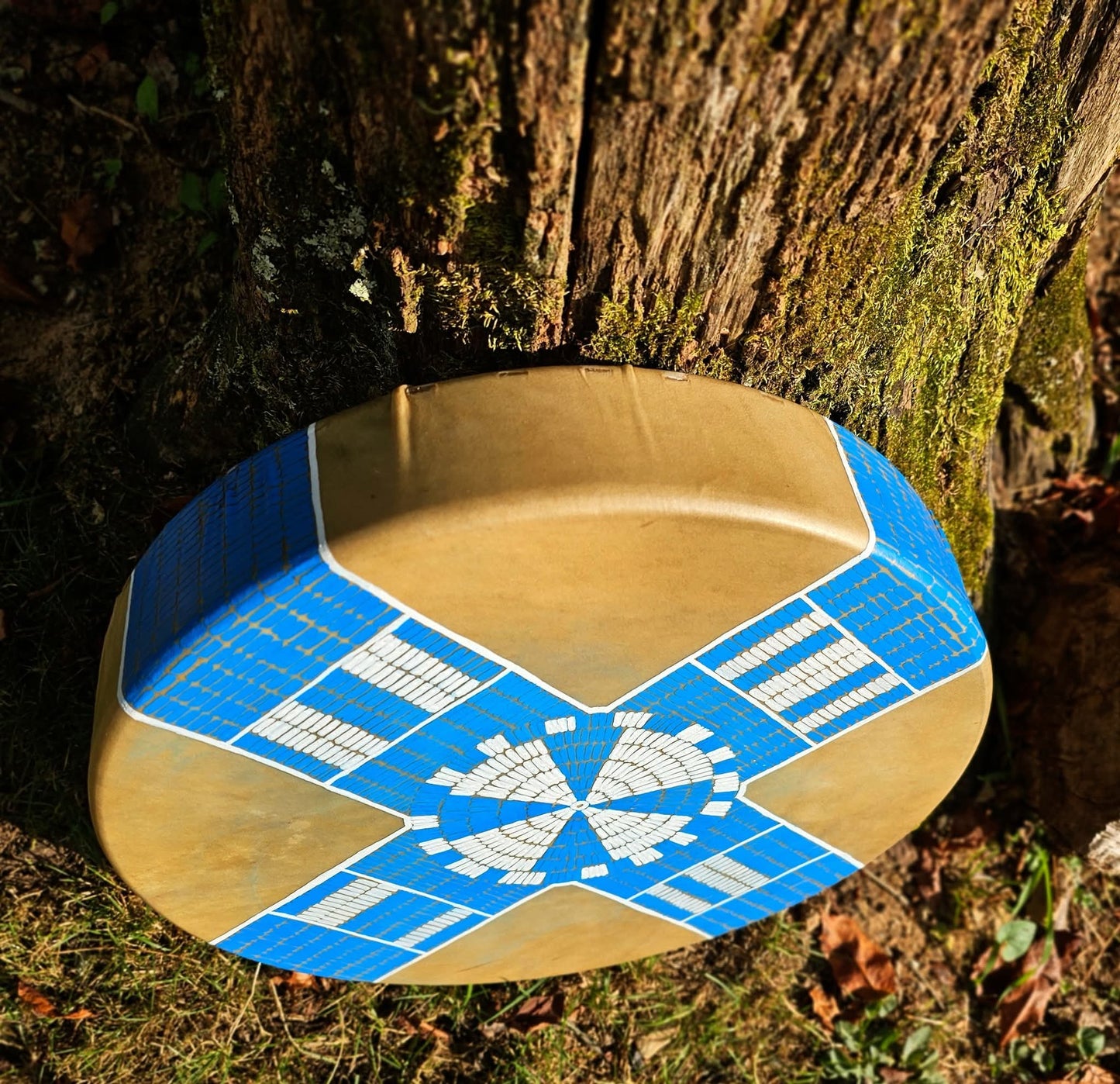 Blue Sky Song 15" Elk Hide Drum | Elk Rawhide Shaman Drum