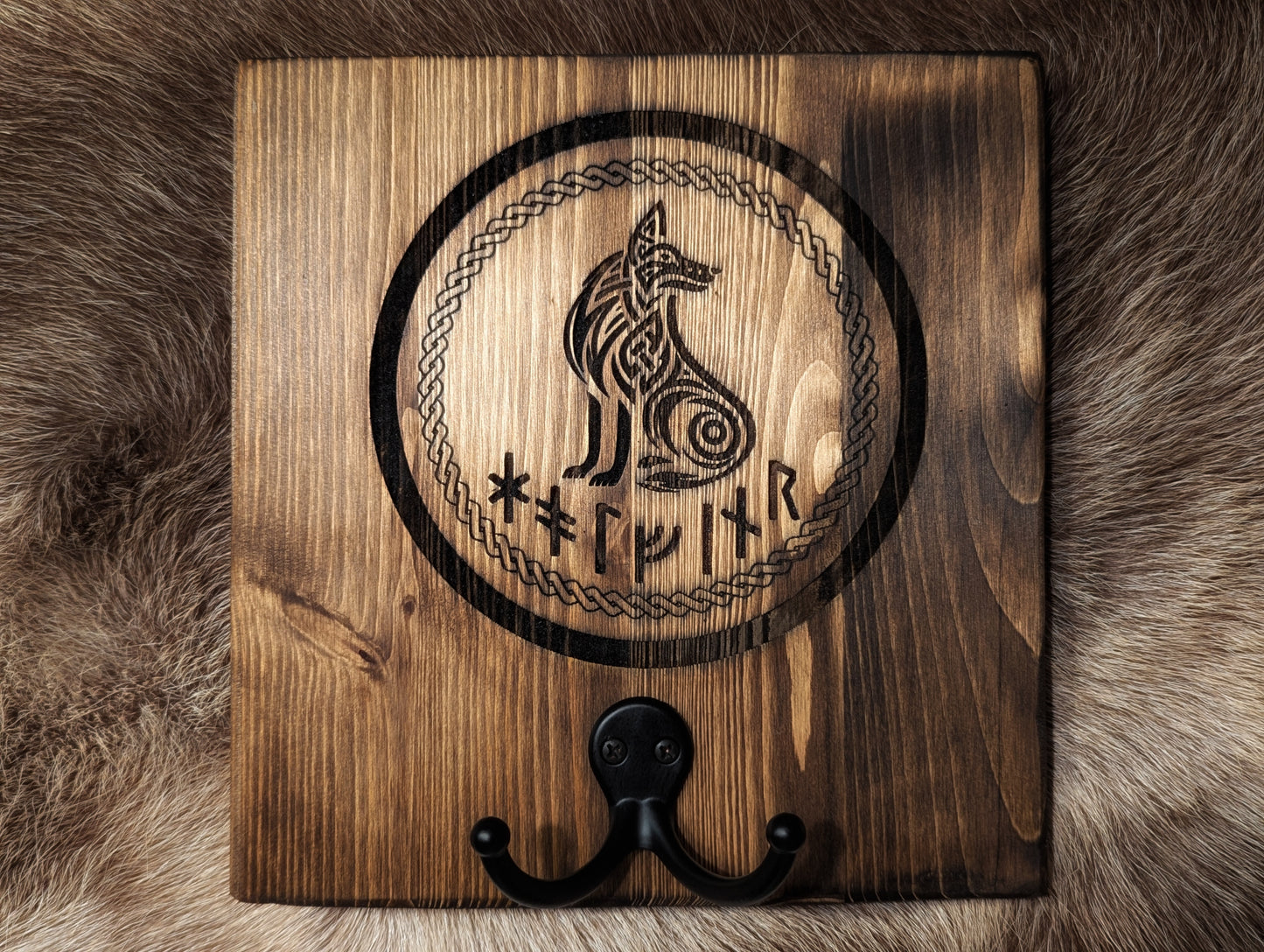 Loyal Friend in Runes Viking Dog Leash Holder | Futhark Viking Dog Art | Gift For Dog | Gift For Viking | Customizable Dog Leash Holder