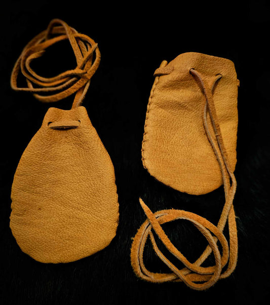 Bear Hide Leather Pouch | Neck Pouch | Bear Medicine or Rune Bag