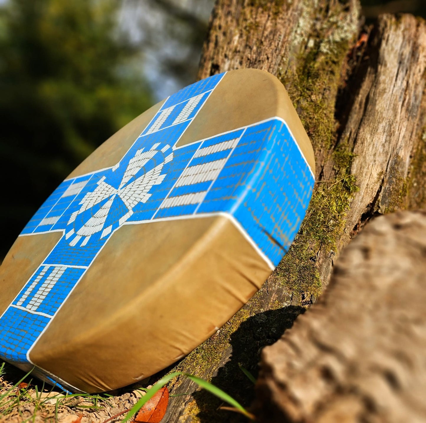 Blue Sky Song 15" Elk Hide Drum | Elk Rawhide Shaman Drum