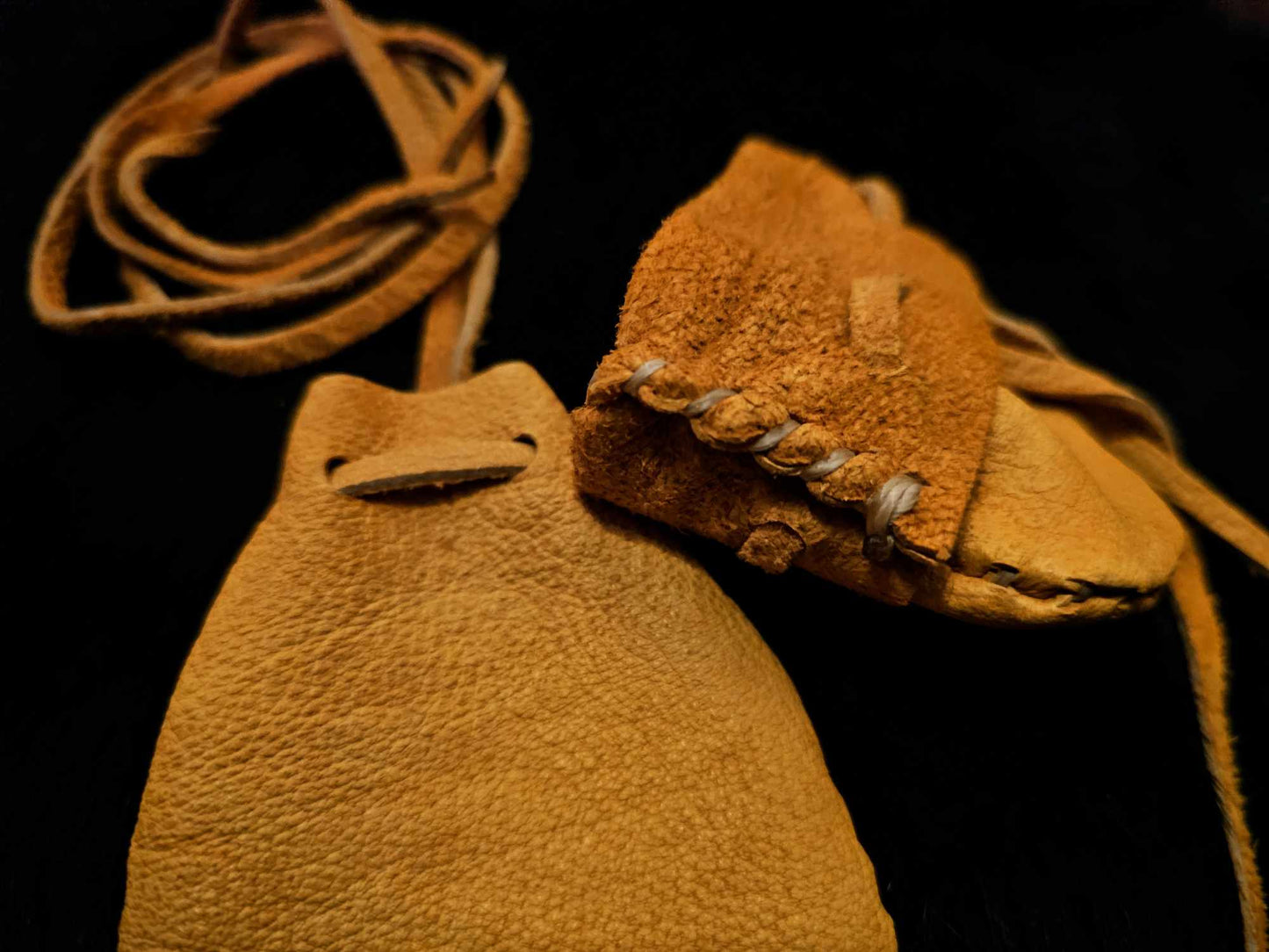 Bear Hide Leather Pouch | Neck Pouch | Bear Medicine or Rune Bag