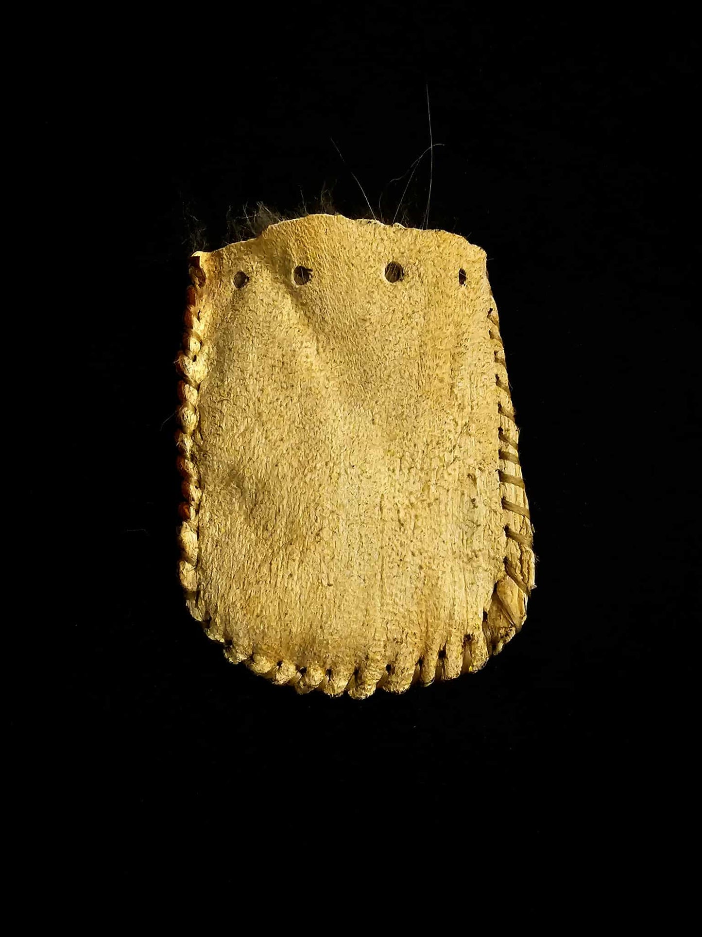 Coyote Fur Buckskin Neck Pouch + Medicine Bag