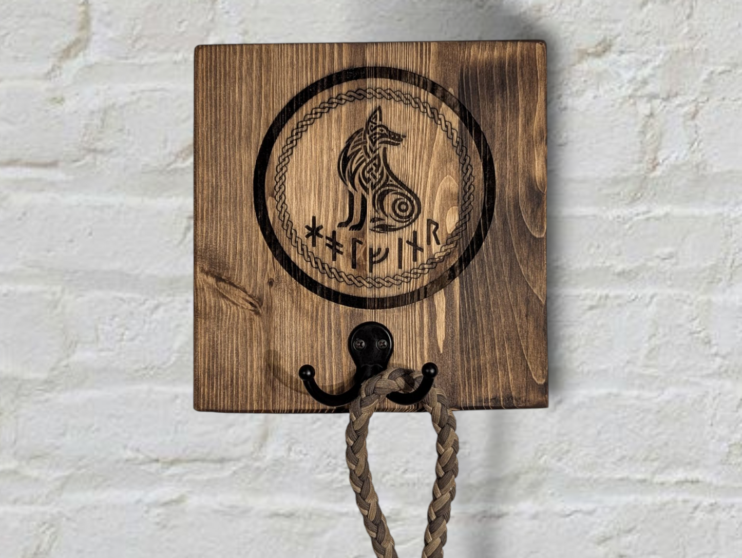 Loyal Friend in Runes Viking Dog Leash Holder | Futhark Viking Dog Art | Gift For Dog | Gift For Viking | Customizable Dog Leash Holder