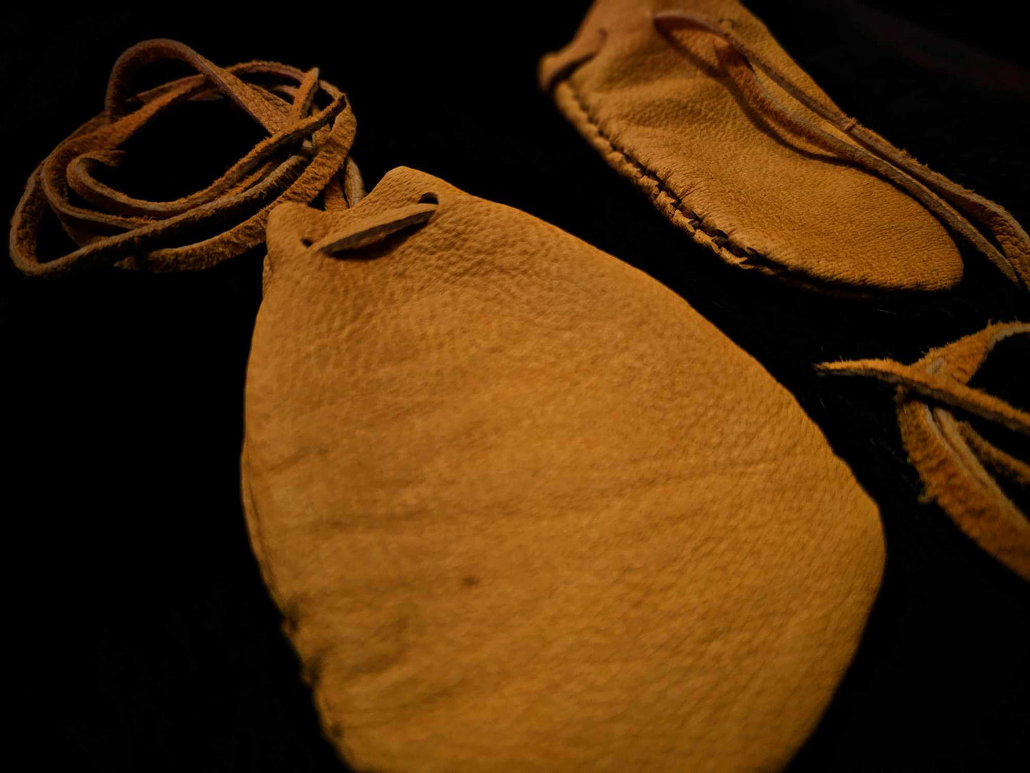 Bear Hide Leather Pouch | Neck Pouch | Bear Medicine or Rune Bag