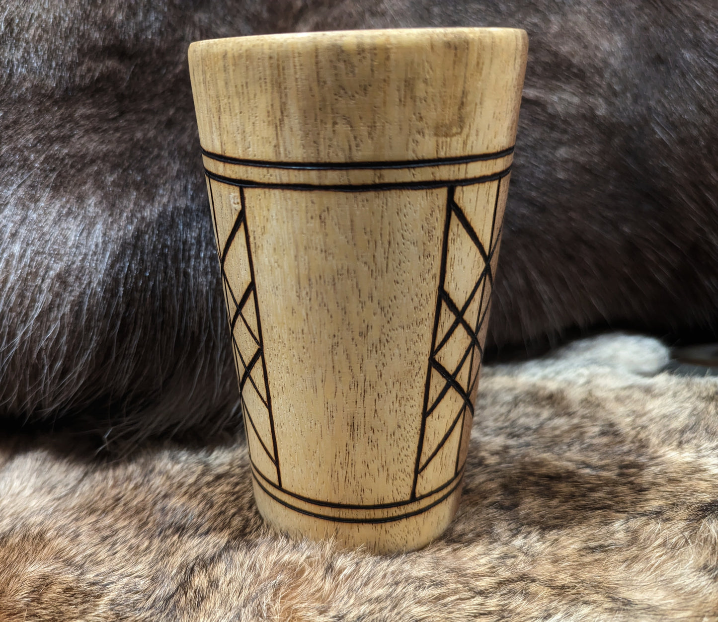 Web of Wyrd Hand Burned Wood Cup