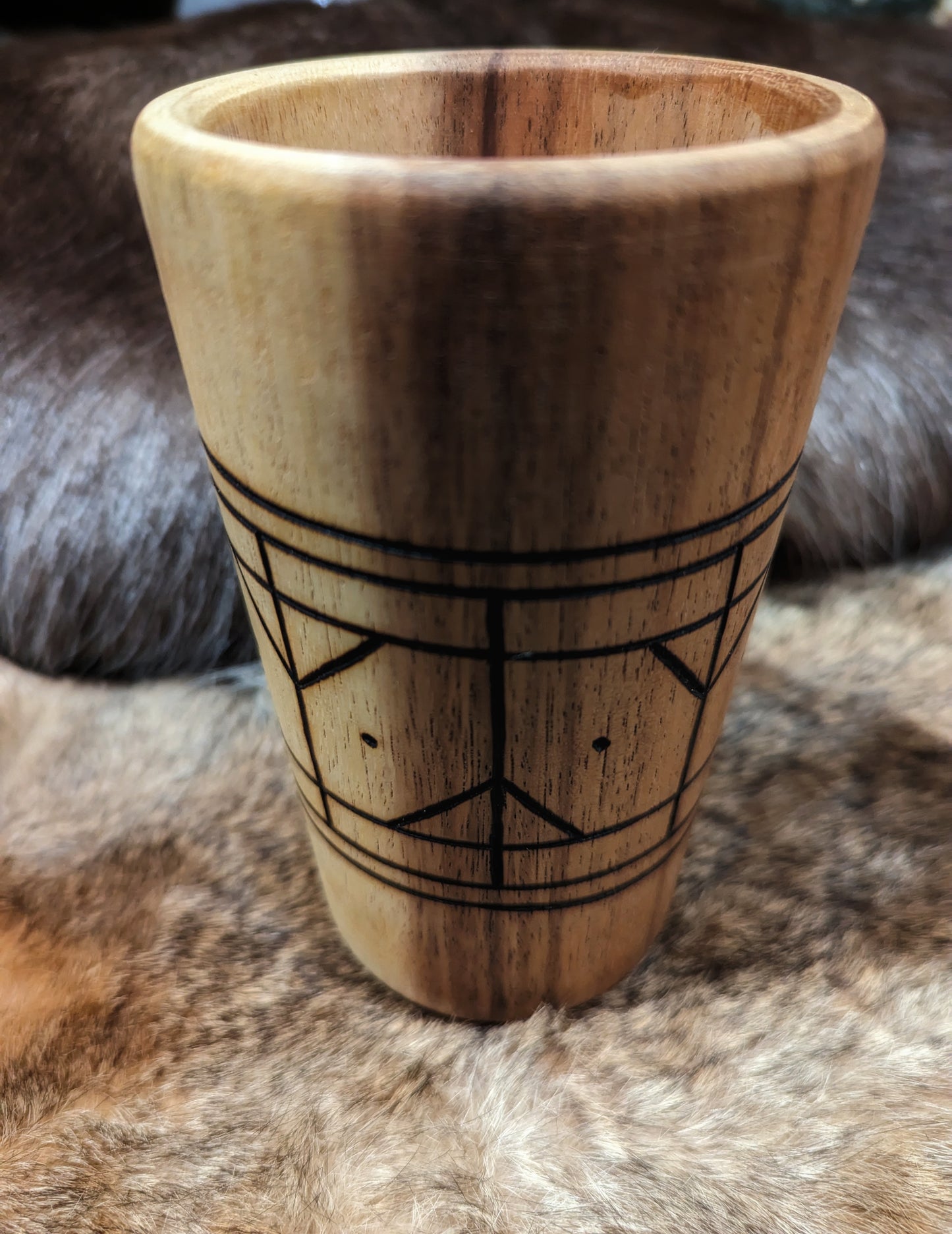 Algiz Hand Burned Wood Cup