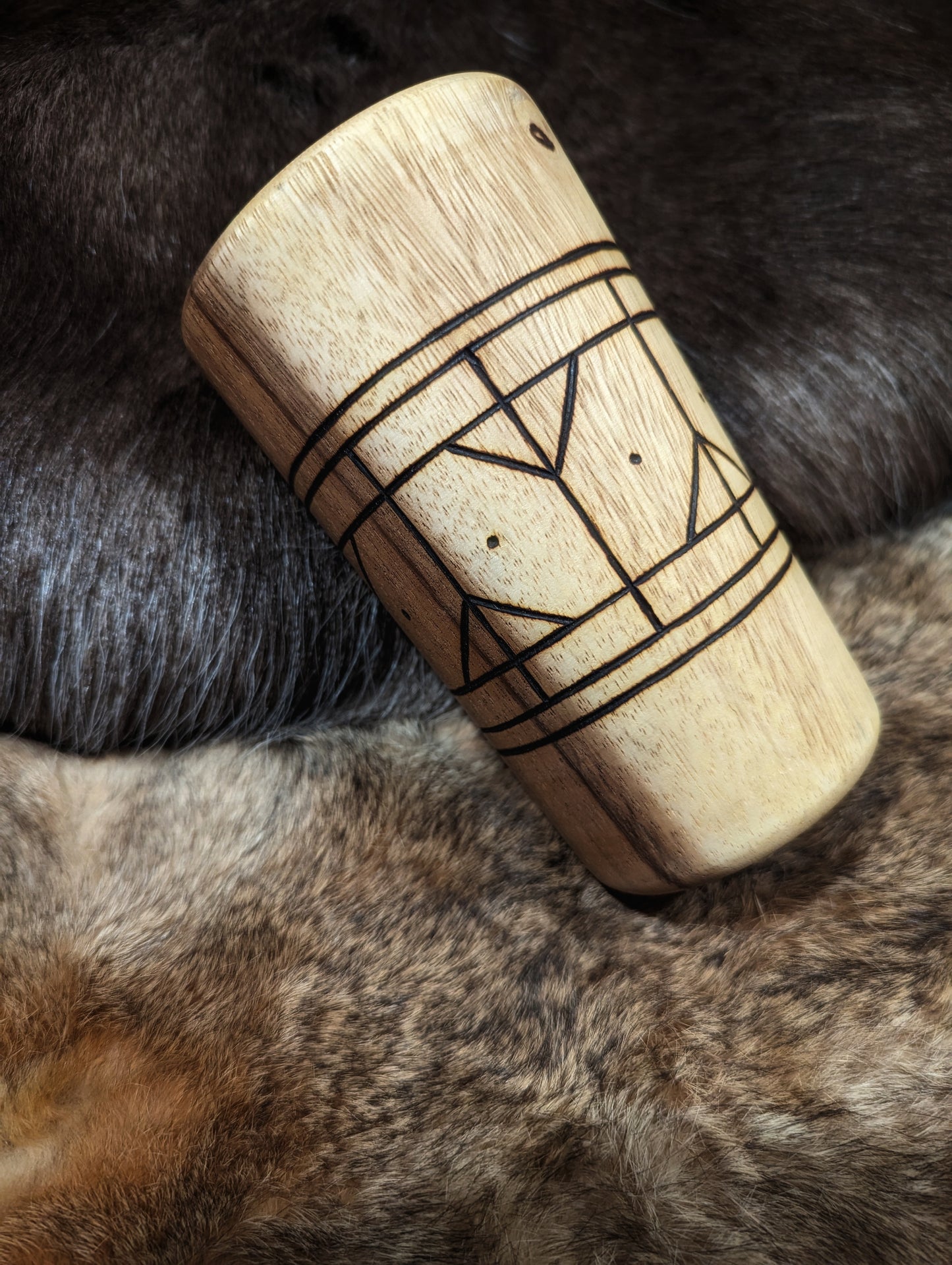 Algiz Hand Burned Wood Cup