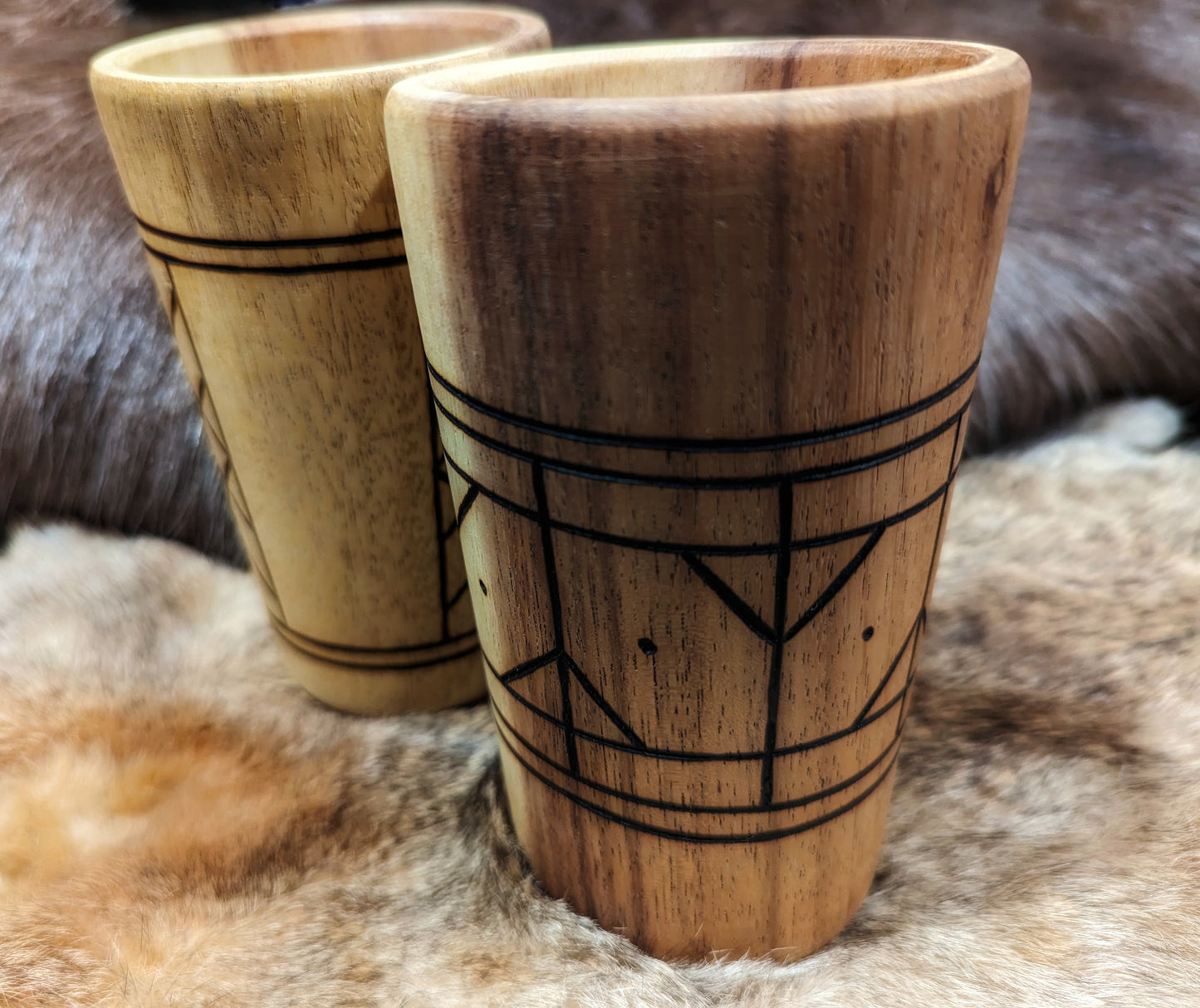 Algiz Hand Burned Wood Cup