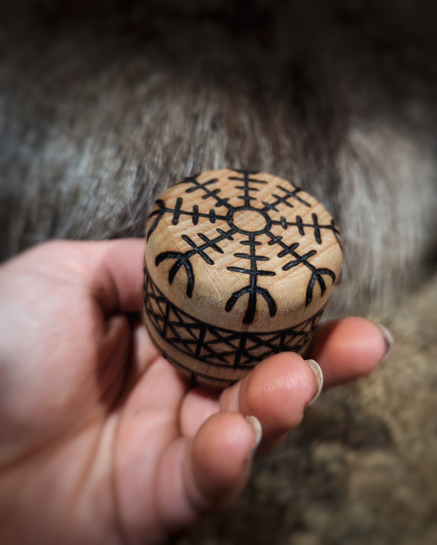 Helm Of Awe Hand Burned Trinket Box