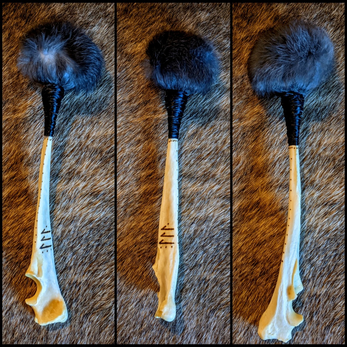 12 Inch Elk Hide Drum | Wolf Bone Beater | "Svartrálfrsongr" Black Elk Song | Trolldom Algiz/Elhaz Protection Elevation of Spirit