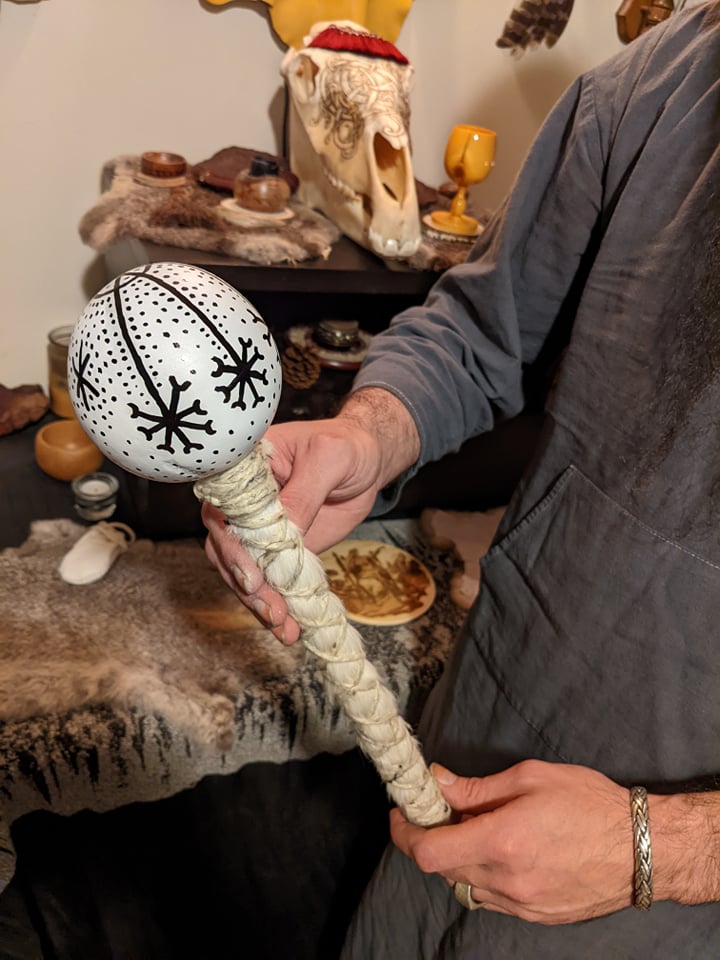Vintrkala | Winter Story | Shaman Rattle | Gourd With Goat Hair Handle |