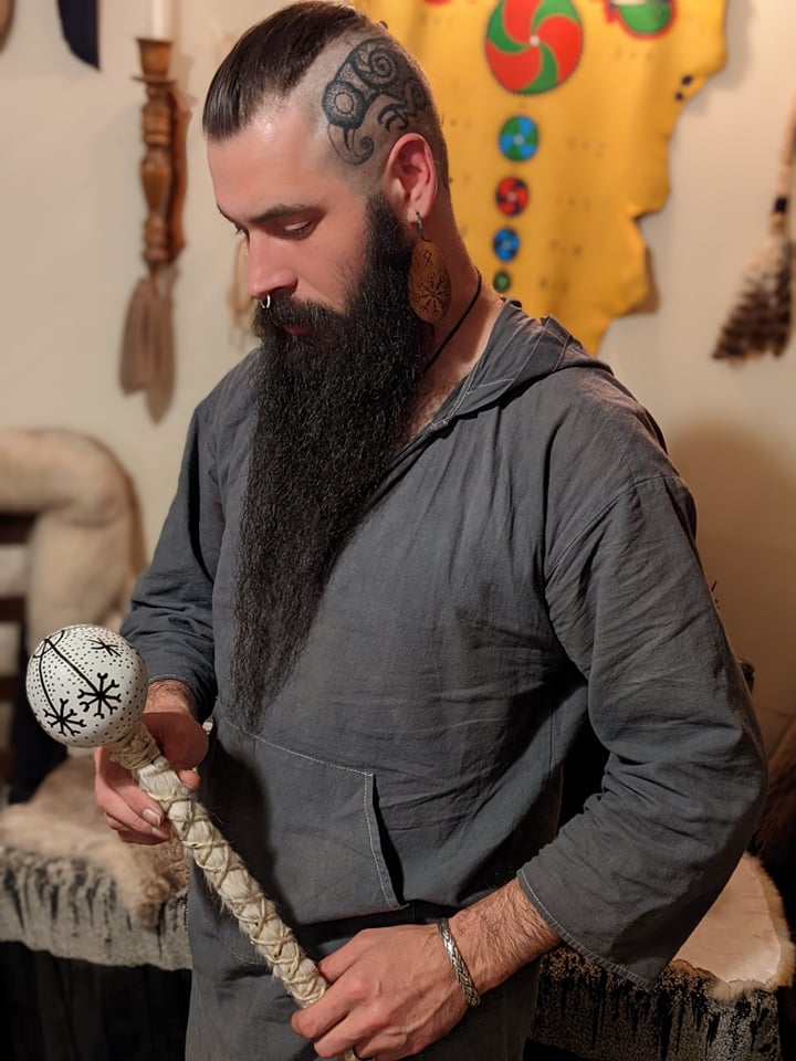 Vintrkala | Winter Story | Shaman Rattle | Gourd With Goat Hair Handle |