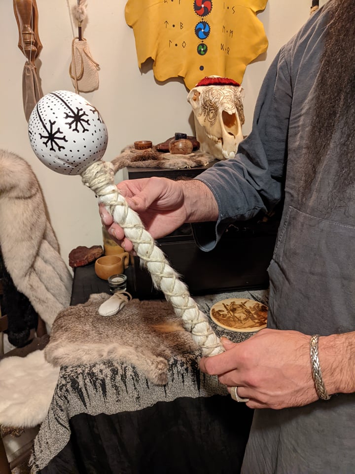Vintrkala | Winter Story | Shaman Rattle | Gourd With Goat Hair Handle |