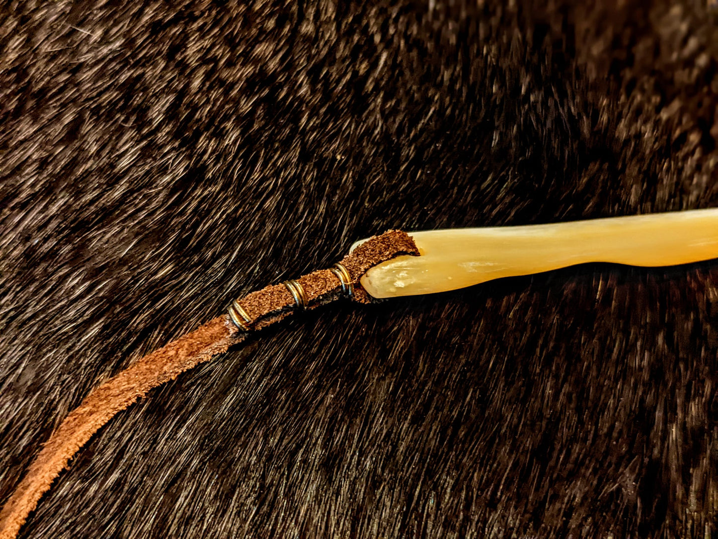 Elk Bone Cloak Pin | Fibula | Leather Cord