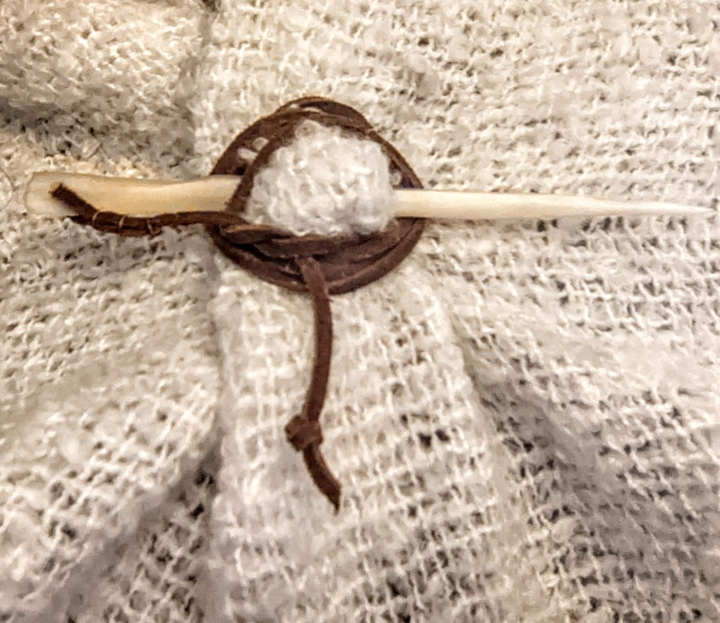 Elk Bone Cloak Pin | Fibula | Leather Cord