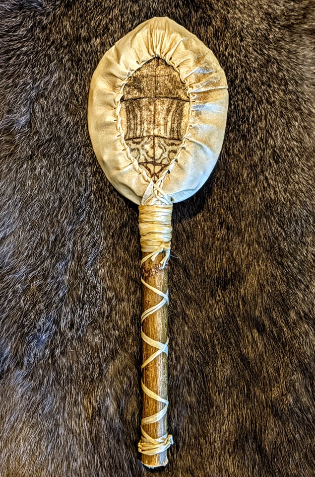 Turtle Shell + Sinew + Alder Branch Shaman Rattle