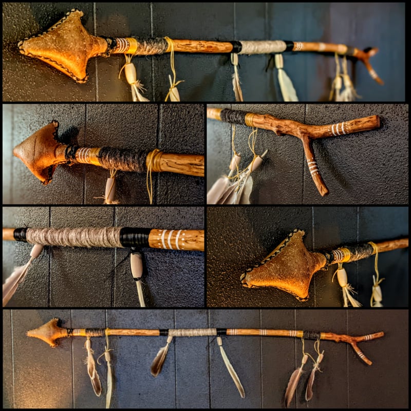 Bear Hide Arrow-Head Ceremonial/Ritual Rattle | Pagan Shaman Functional Art