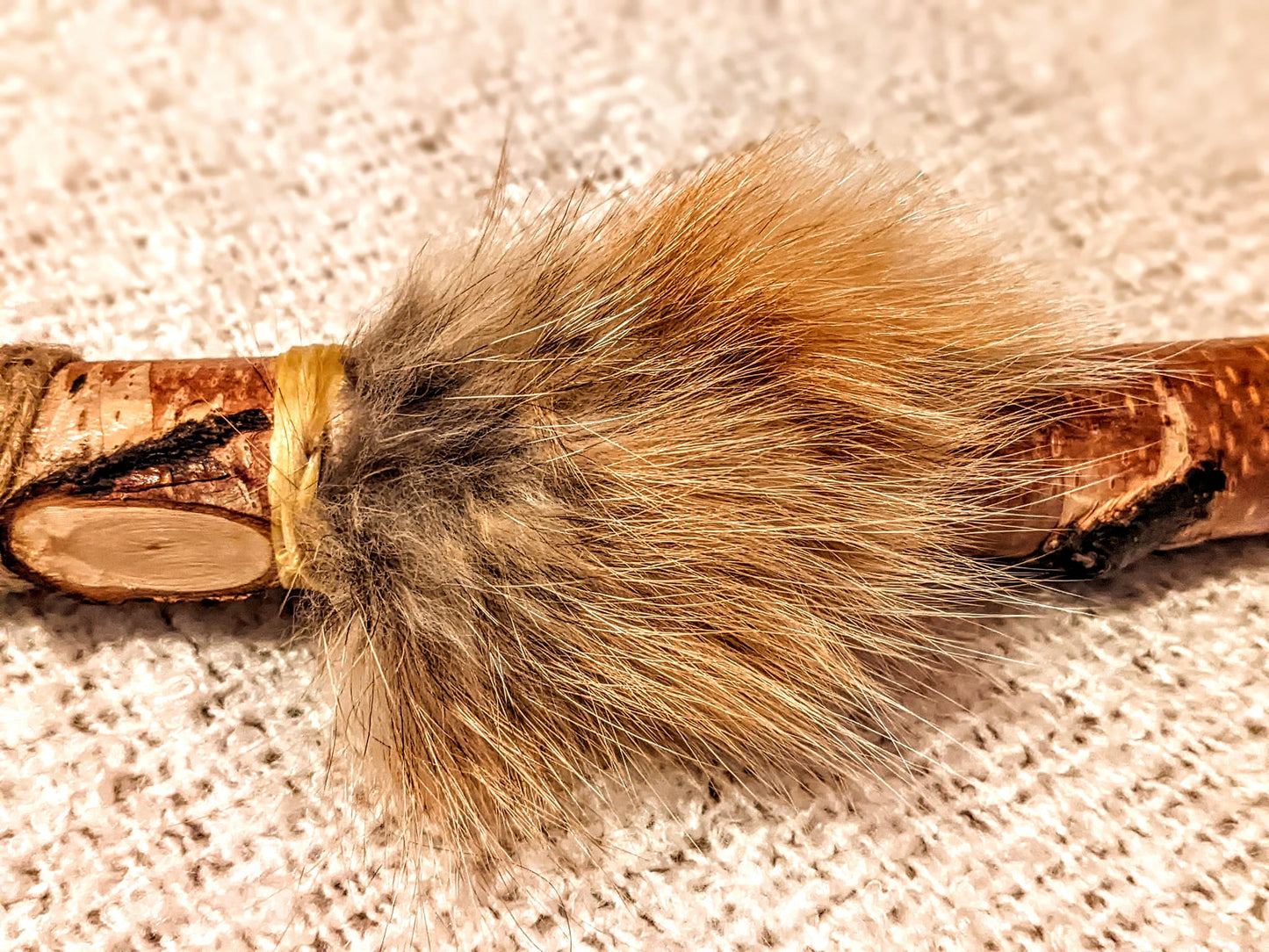 28" Bear Hide Fox Fur Birch Branch Shaman Rattle