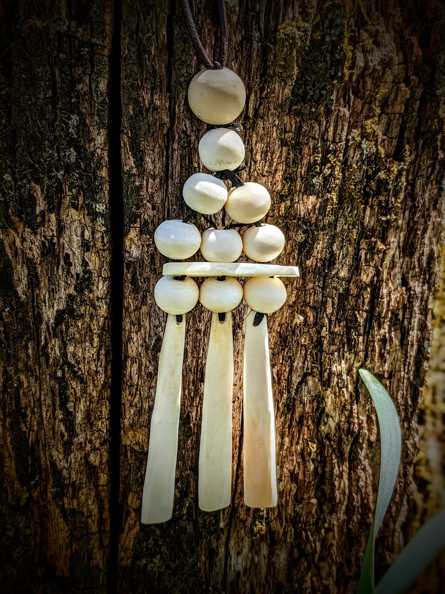 Nornir Bone & Wood Necklace | Three Norns | Elk & Cattle Bone