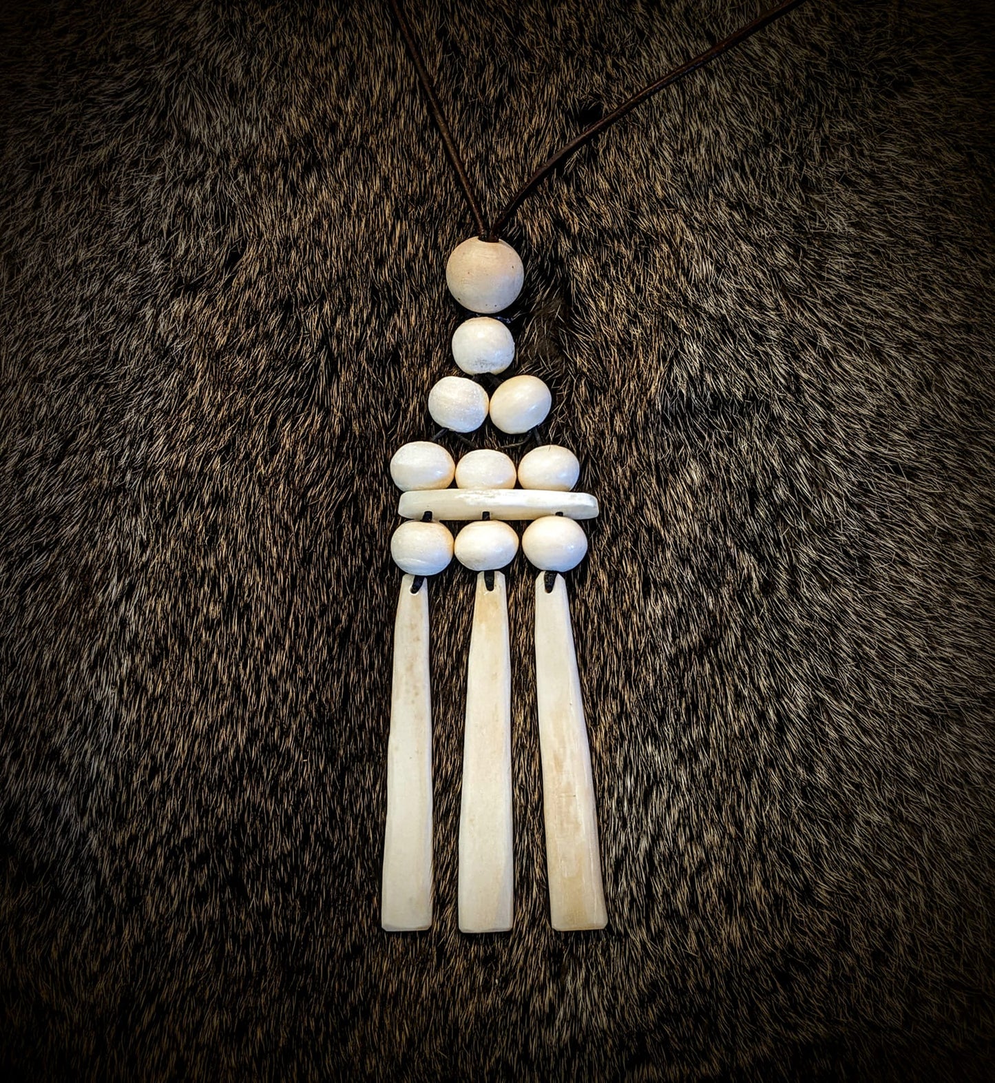 Nornir Bone & Wood Necklace | Three Norns | Elk & Cattle Bone