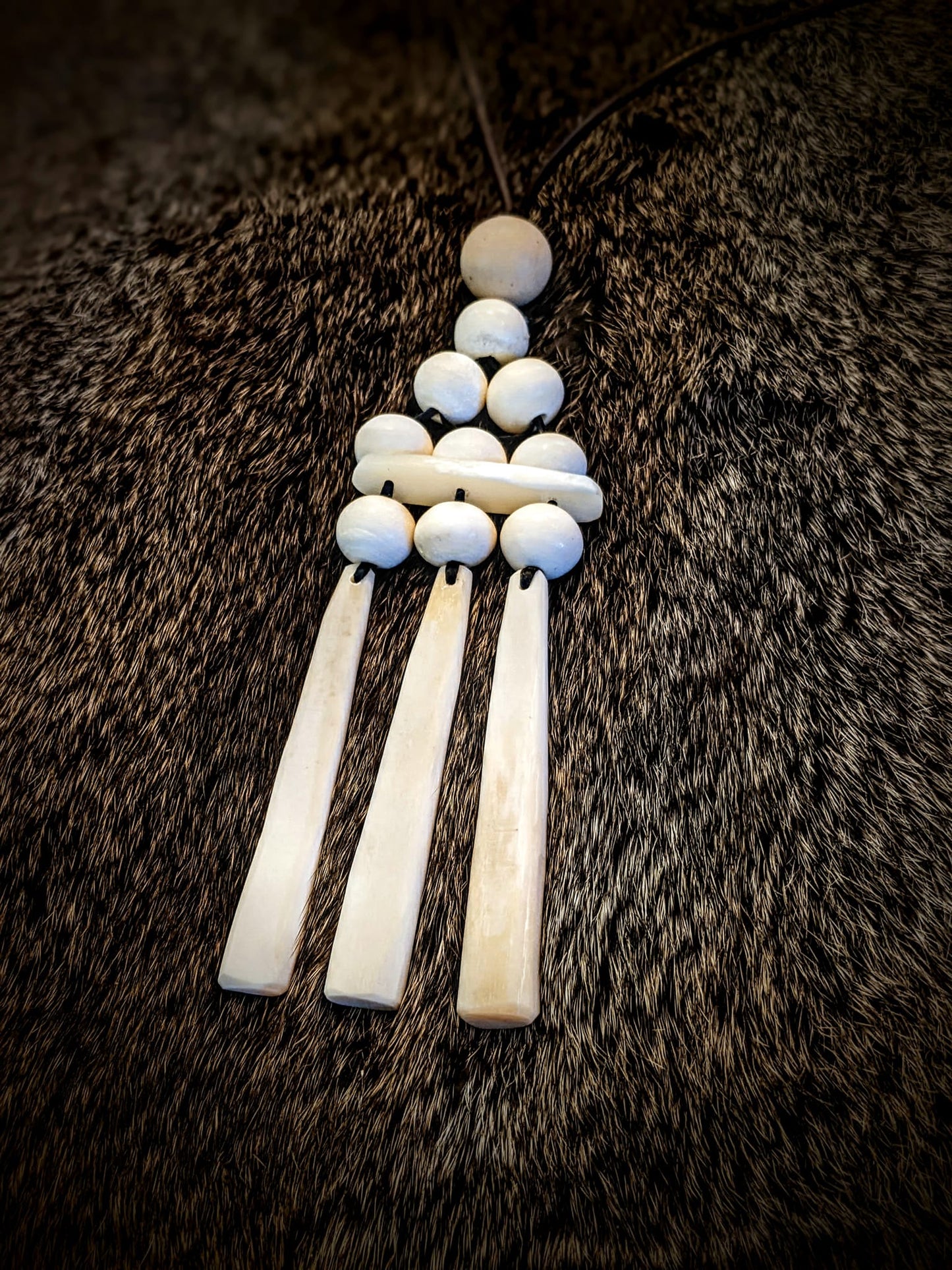 Nornir Bone & Wood Necklace | Three Norns | Elk & Cattle Bone