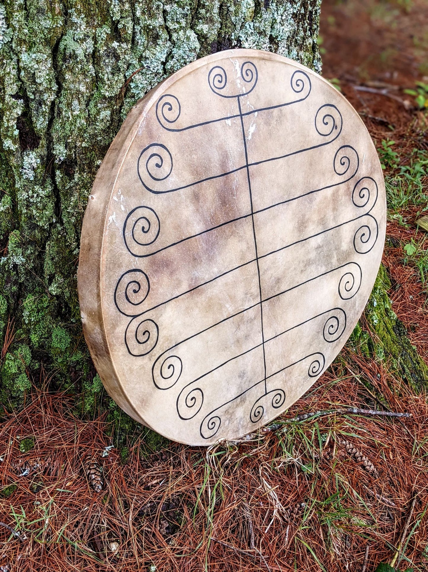 29" Elk Hide Shaman Drum | Minimalist Yggdrasil Art
