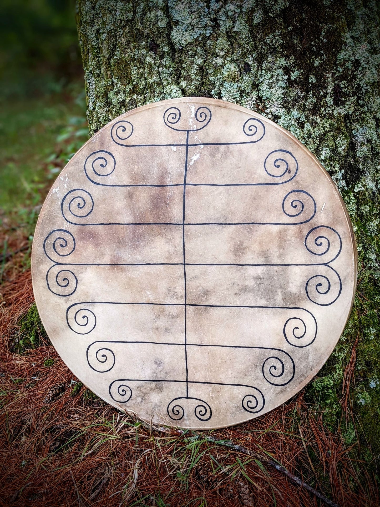 29" Elk Hide Shaman Drum | Minimalist Yggdrasil Art