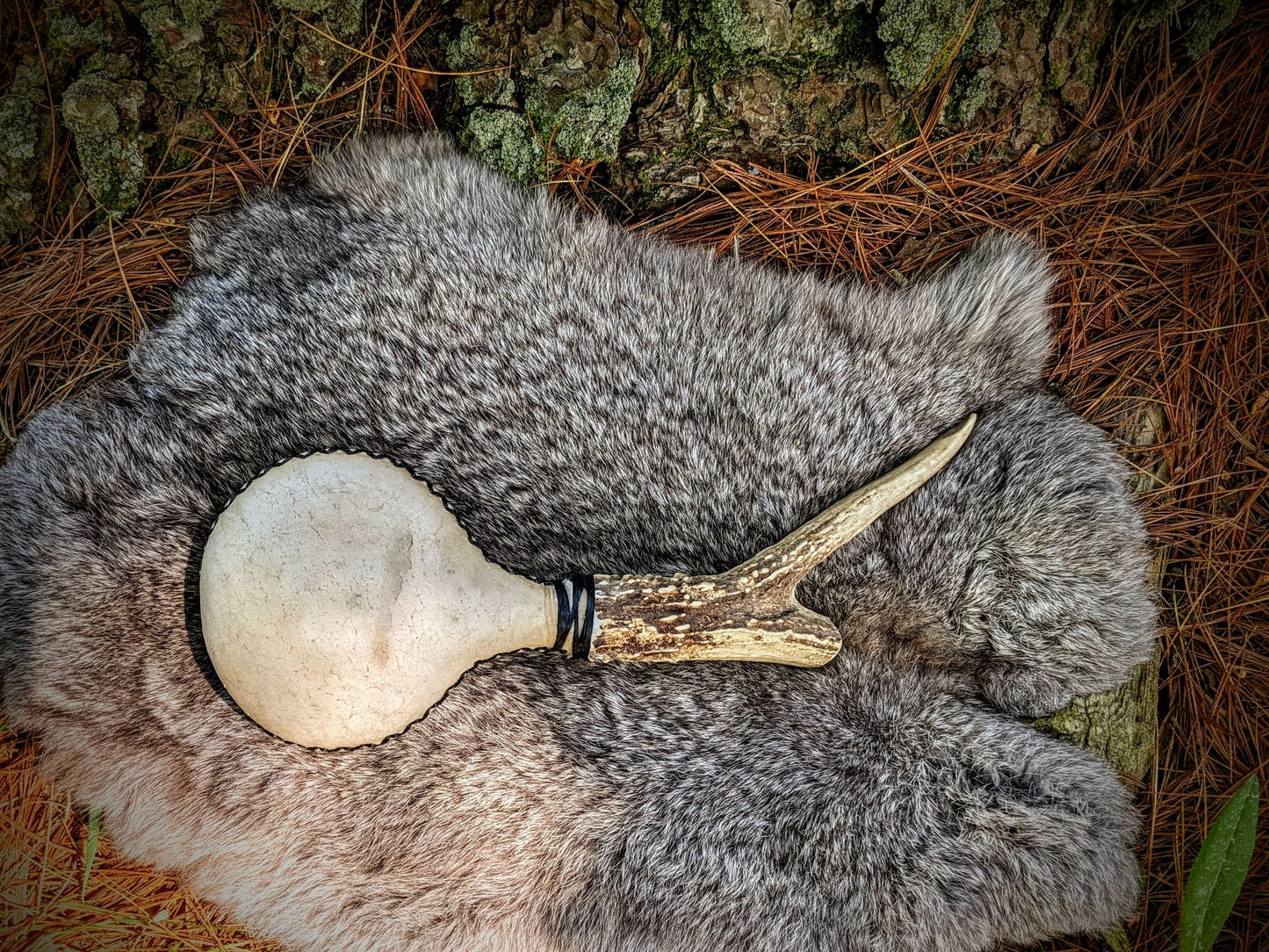 Deer Dance Antler White Hide Rattle