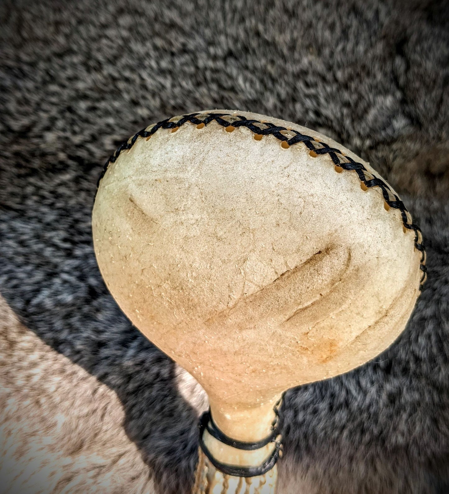 Deer Dance Antler White Hide Rattle