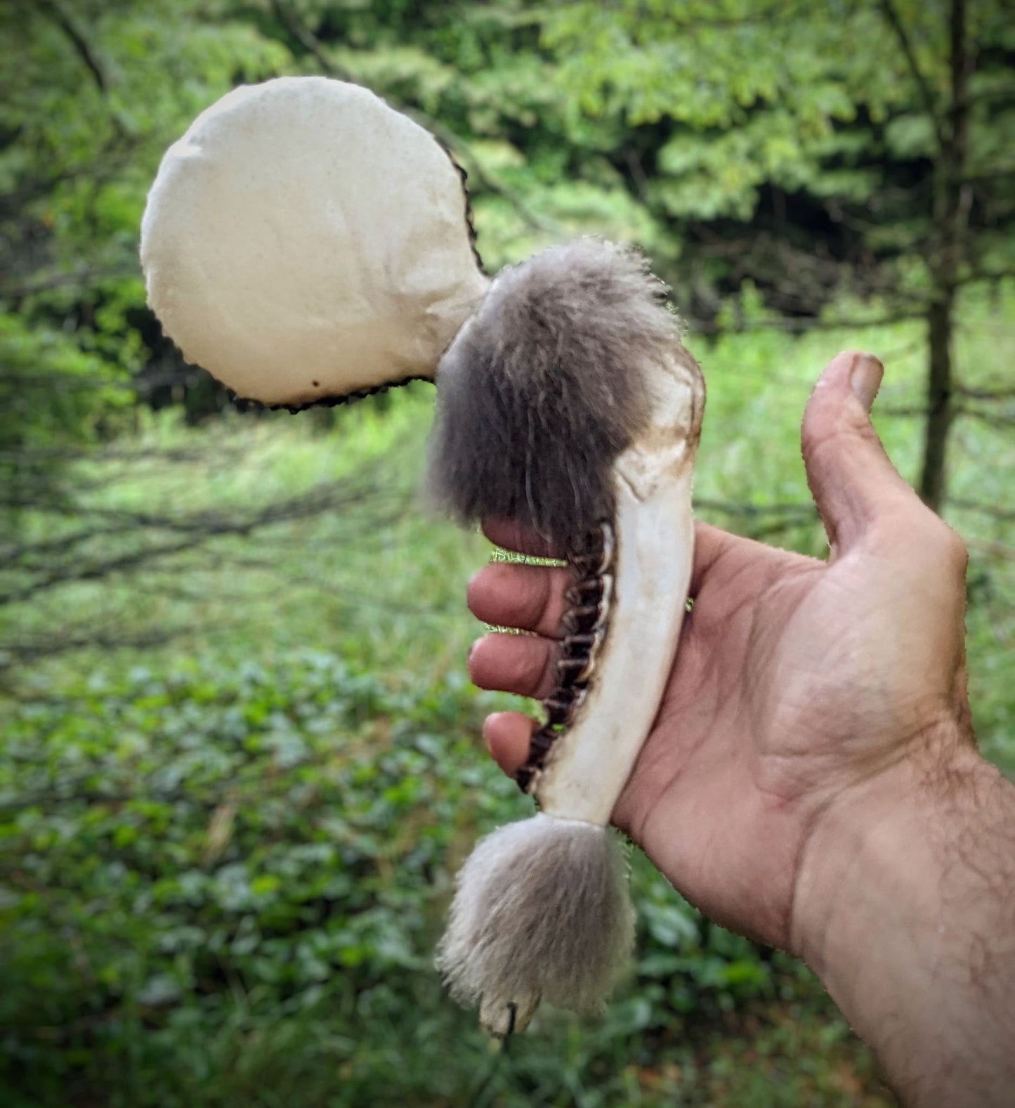 Deer Jaw and Wolf Fur Shaman Rattle | Meditation Ritual Rattle |