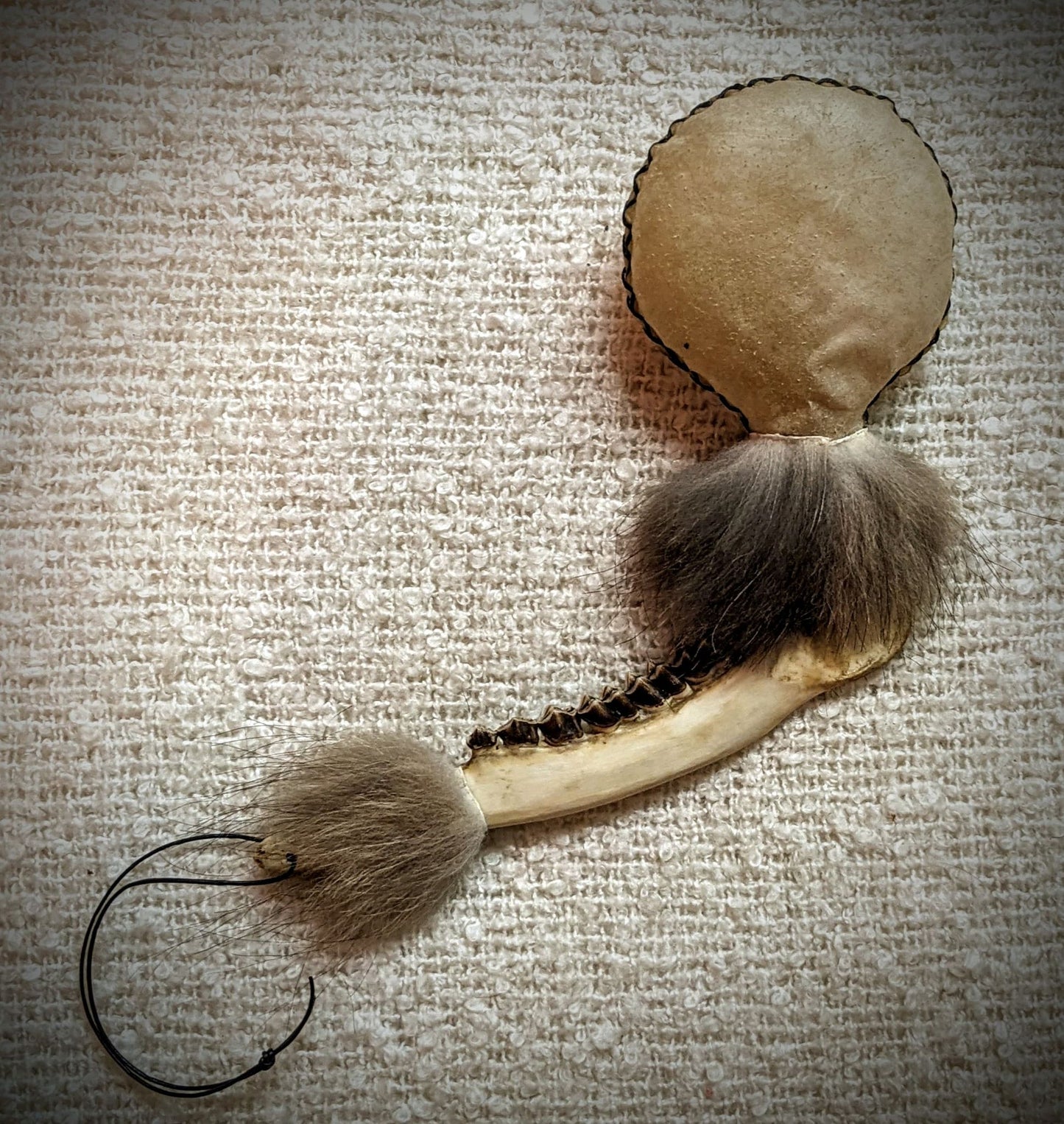 Deer Jaw and Wolf Fur Shaman Rattle | Meditation Ritual Rattle |