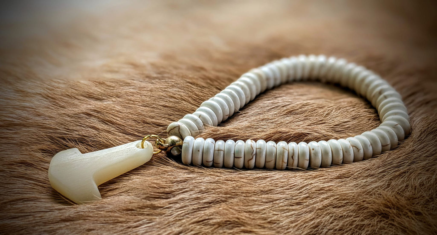 Stone & Elk Bone Mjolnir Bracelet | Unisex Jewelry