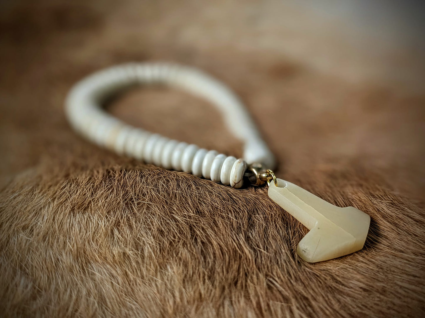 Stone & Elk Bone Mjolnir Bracelet | Unisex Jewelry