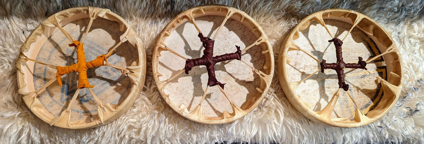 10 Inch Deer Hide Shaman Drum With Birch Beater | Norse Art | Hand Painted