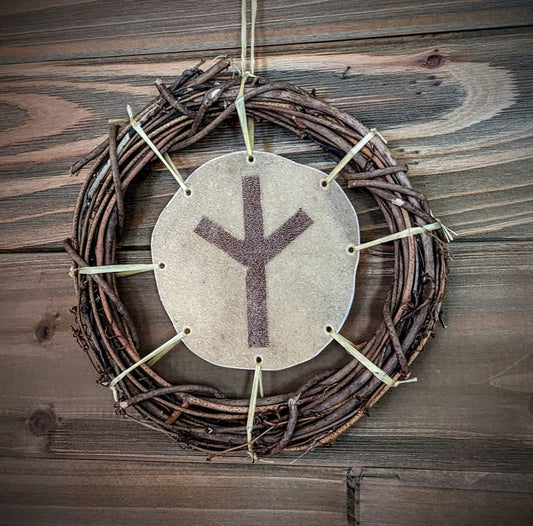 Elk Hide Algiz Decor | Wall Door or Window Hanging