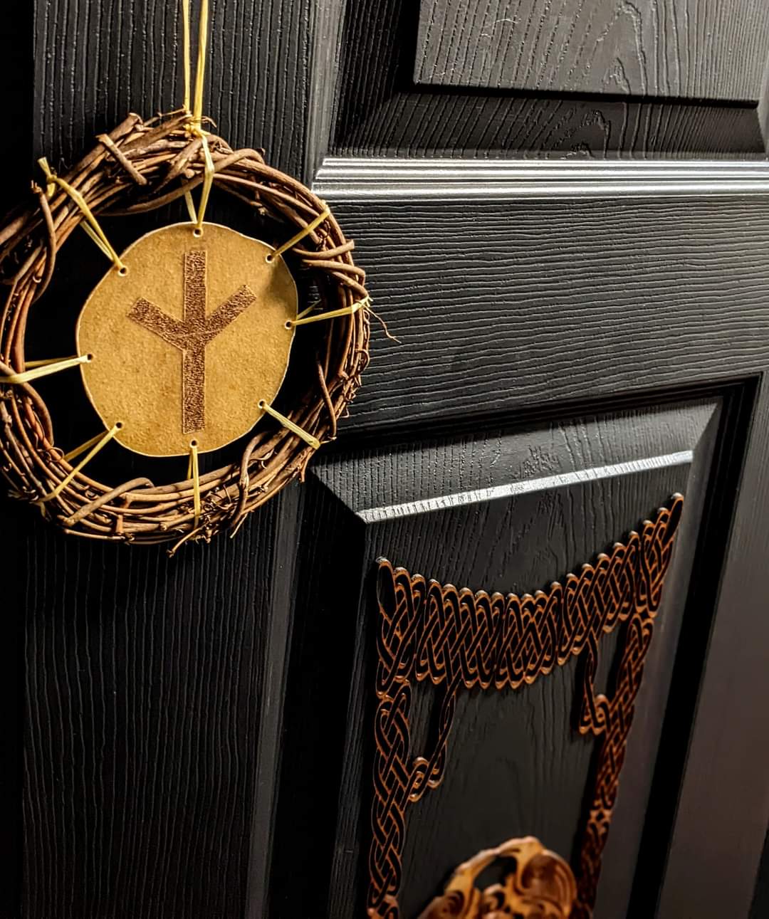 Elk Hide Algiz Decor | Wall Door or Window Hanging