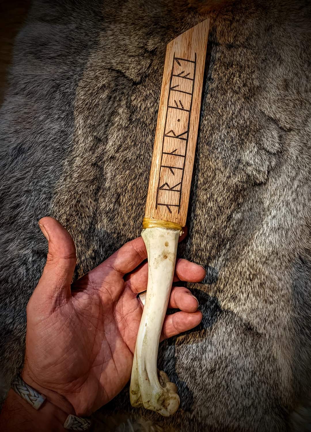 Cermonial Oak & Deer Bone Ritual Gift Seax