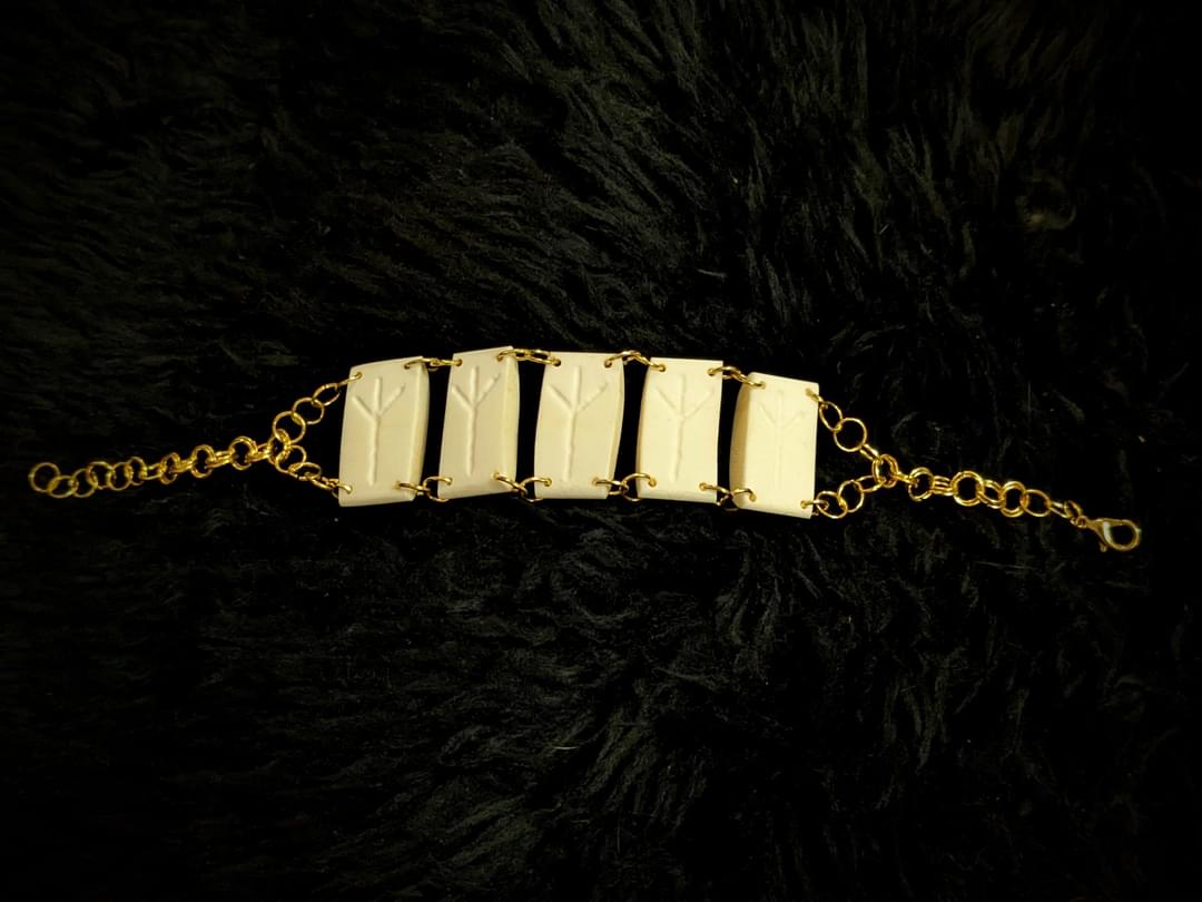 Adjustable Elk Bone Algiz Unisex Bracelet