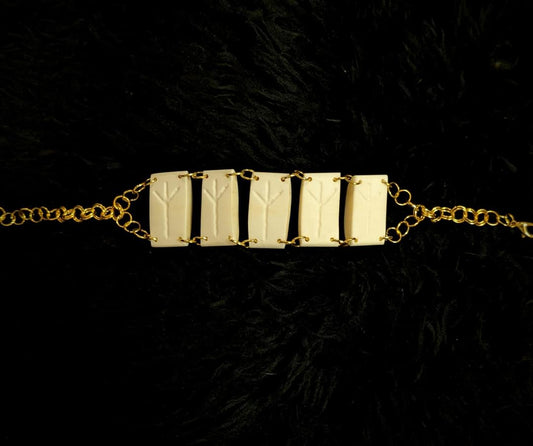 Adjustable Elk Bone Algiz Unisex Bracelet