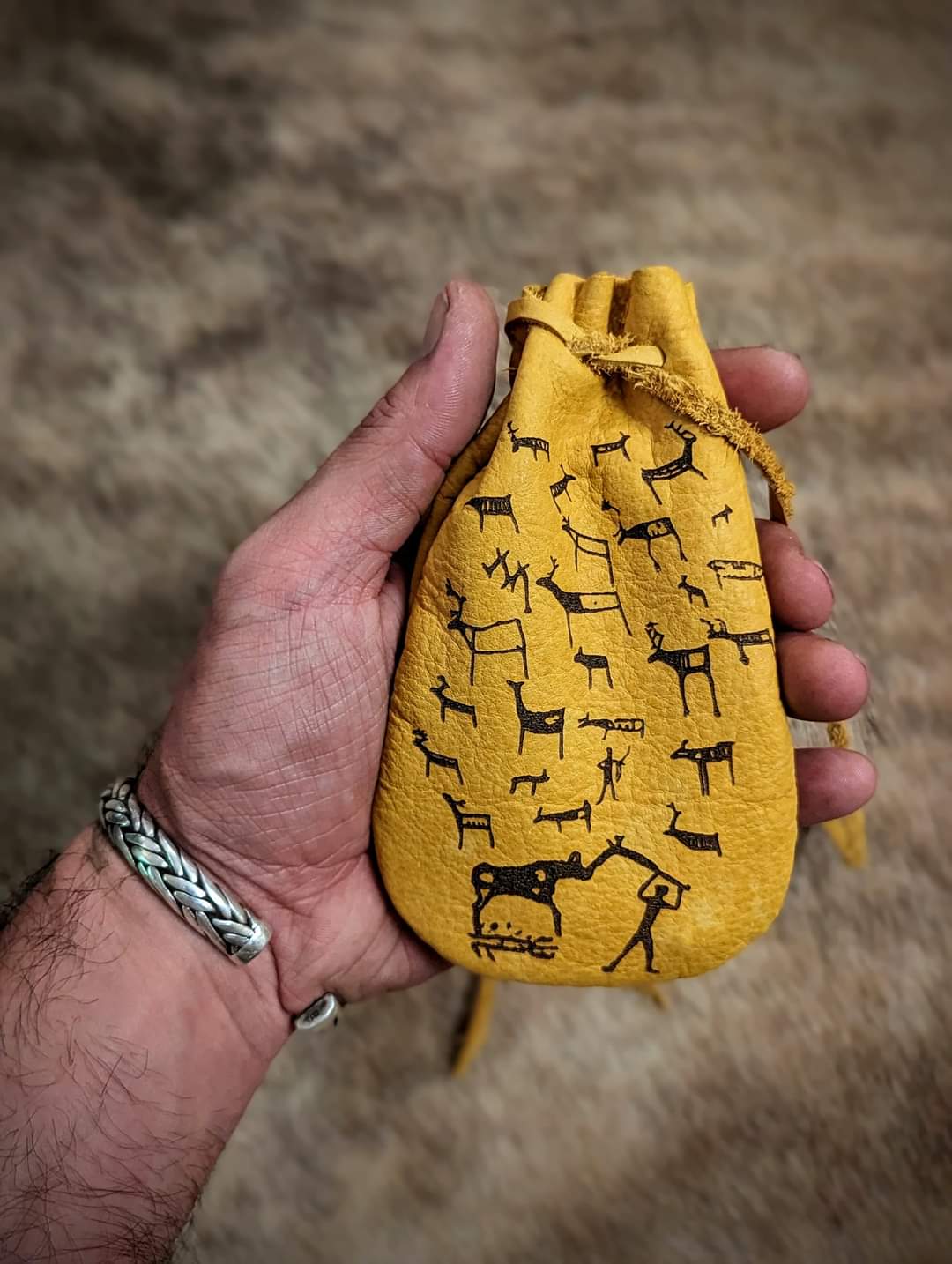 Fire Medicine Alta Petroglyph Bison Leather Bag