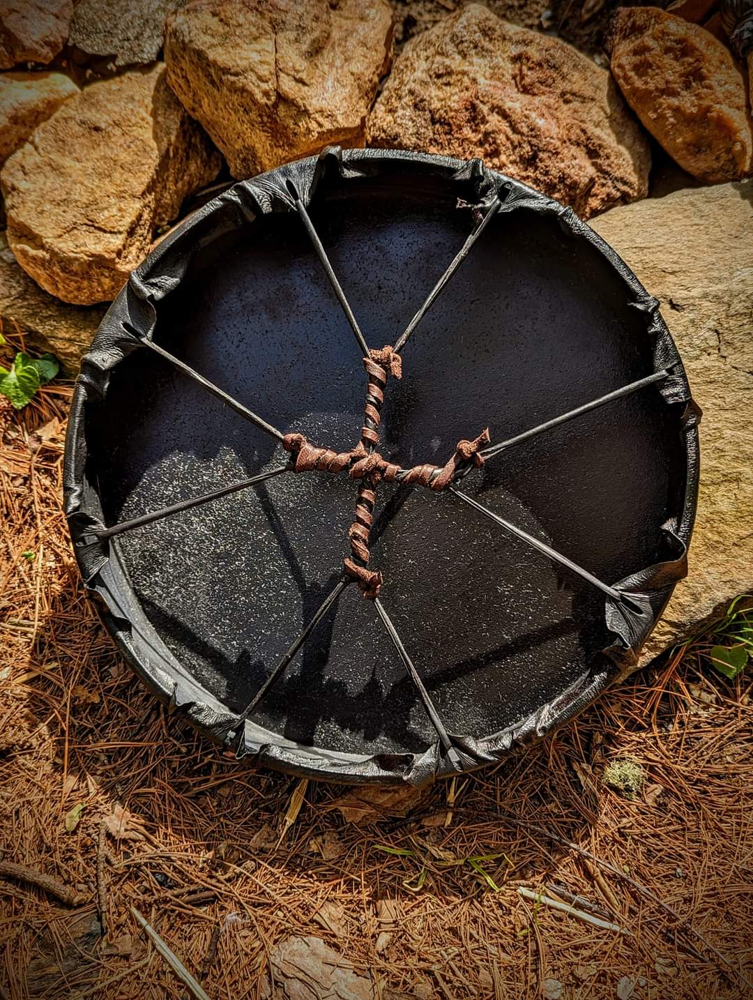 12" Black Deer Drum & Buckskin Beater