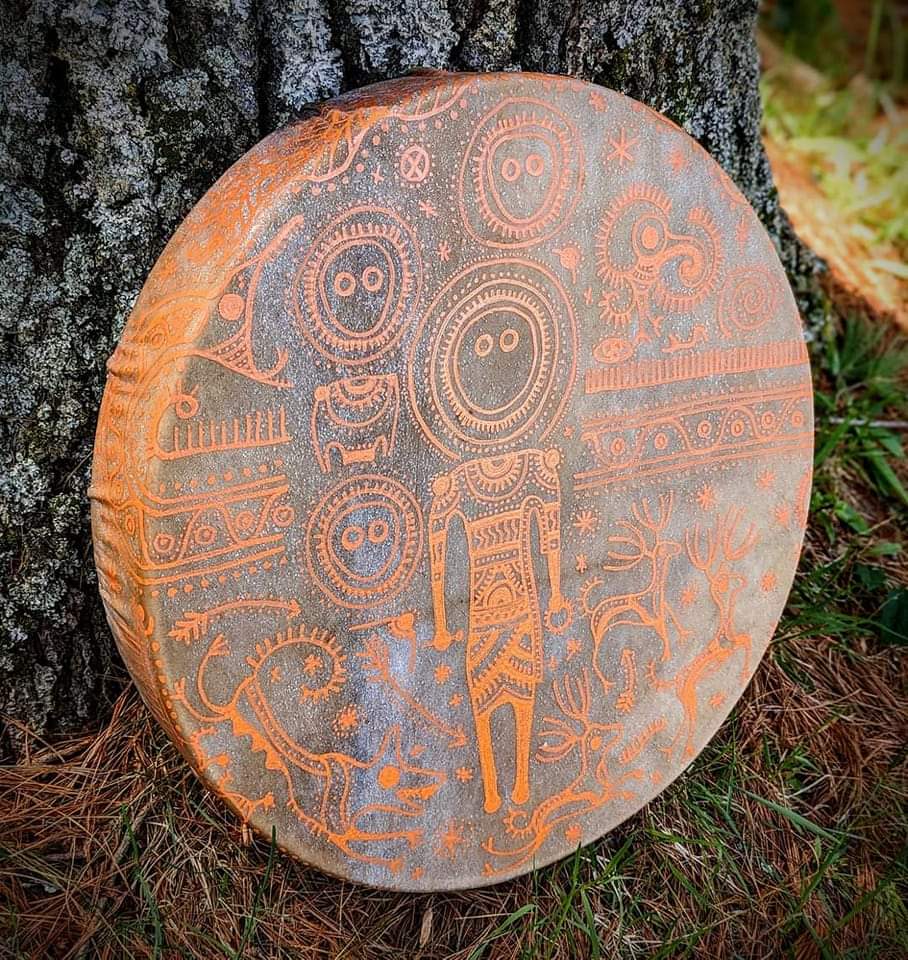 20 Inch Elk Hide on Maple Frame Hand Painted Drum