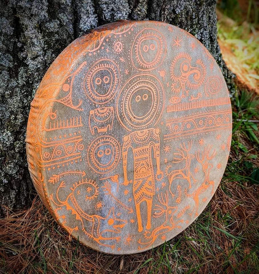 20 Inch Elk Hide on Maple Frame Hand Painted Drum