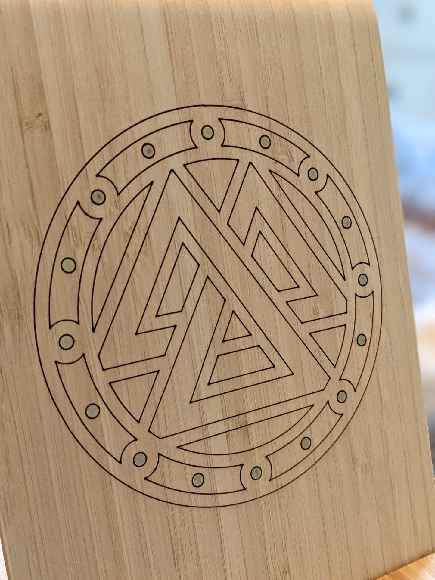Personalized Option Valknut Phone Dock Stand Norse Pagan Gift | Father's Day | Viking Shield | Heathen