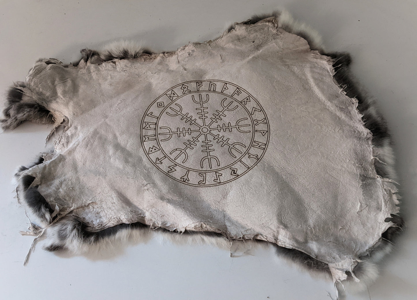 Gray Rabbit Hide Skin Altar Rune Casting Cloth Helm of Awe