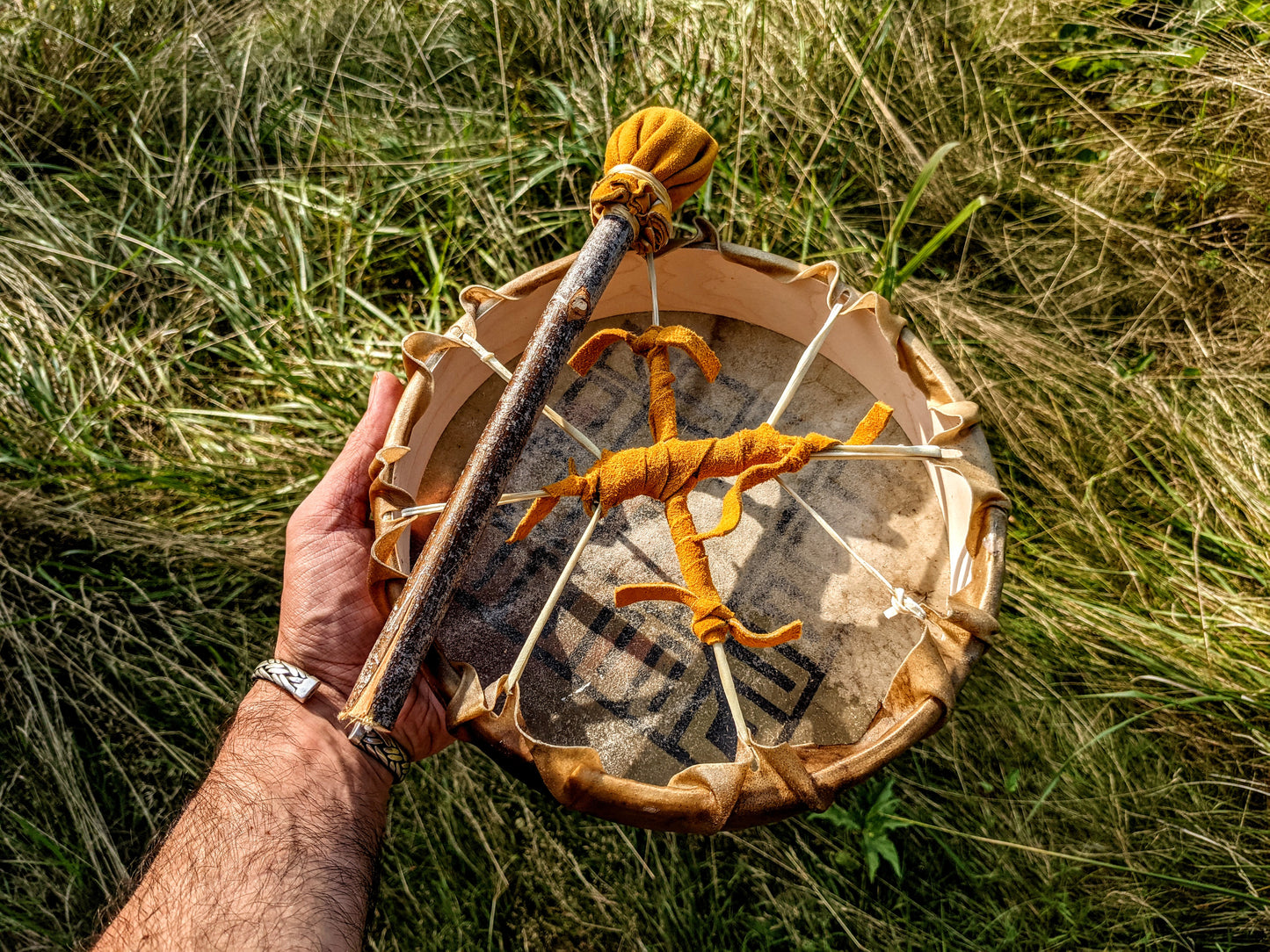 Yggdrasil Art Deer Skin Shaman Drum 10" With Alder Branch Beater Hand Painted Norse Pagan Asatru Norse Mythology