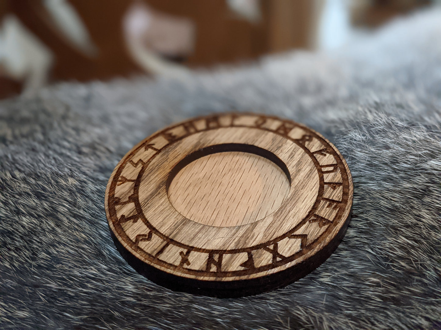 Elder Futhark Rune Red Oak Tealight Candle Holder | Asatru | Norse Pagan | Runes |